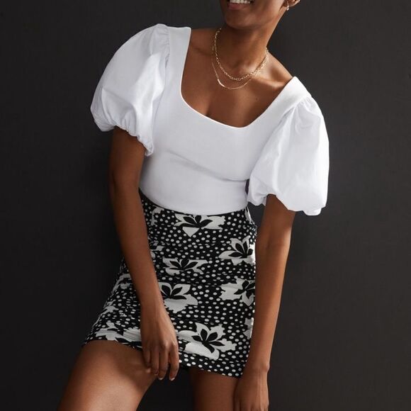 Porridge Ruched Knit Mini Skirt - Picture 1 of 8